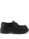 Prada Black Brushed Leather Loafer In Black