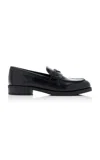 Prada Logo-plaque Leather Loafers In Black