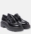 Prada Chocolate Patent Leather Loafers In Black