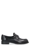 Prada Brand-plaque Patent Leather Loafers In Black