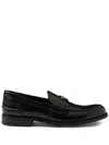 Prada Loafers Brushed Leather Elastic Gusset In Black
