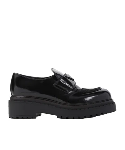 PRADA PRADA TRIANGLE-LOGO ROUND-TOE LOAFERS