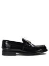 Prada Chocolate Moccasin In Black Patent Leather Men In Black