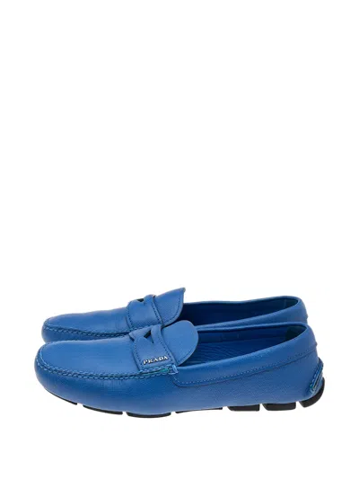 Pre-owned Prada Leather Loafers In Blue
