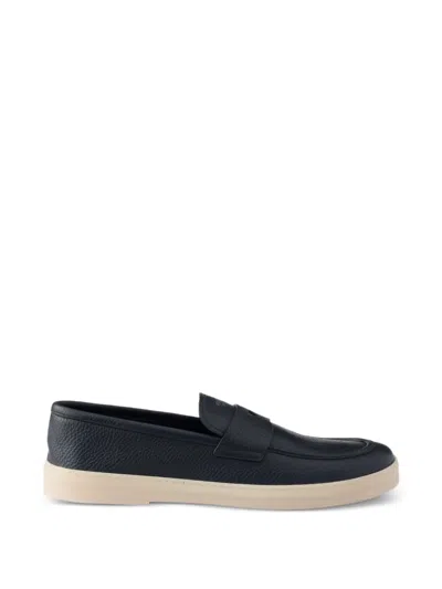 Prada Leather Loafers In Blue