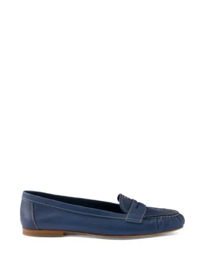 Prada Leather Loafers In Blue