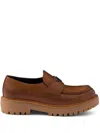 Prada St Moritz Chunky Sole Leather Loafers In Brown
