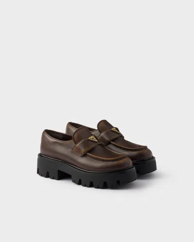 Prada Loafer Aus Leder In Brown