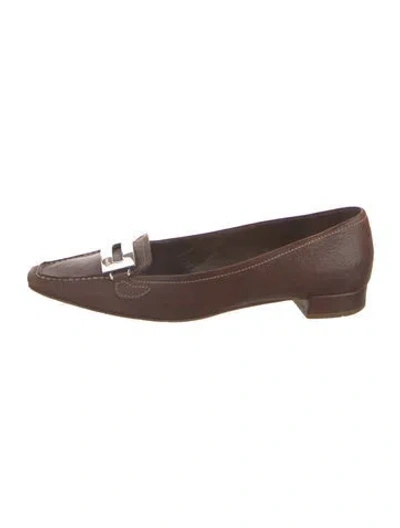 Pre-owned Prada Leather Loafers In Brown