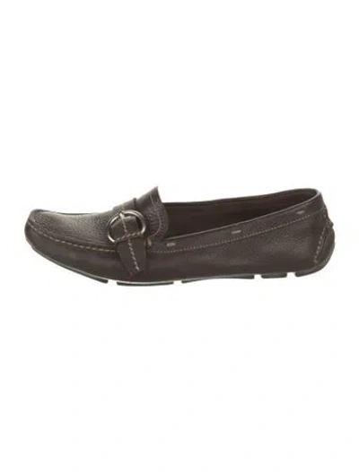 Pre-owned Prada Leather Loafers In Brown