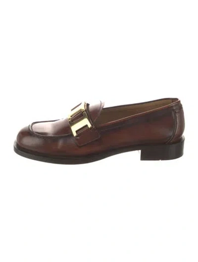 Pre-owned Prada Leather Loafers In Brown