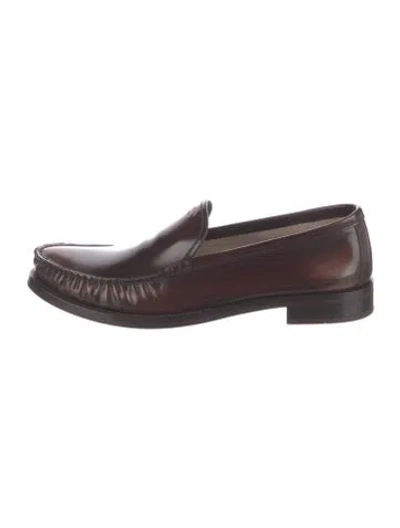 Pre-owned Prada Leather Loafers In Brown