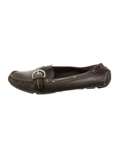 Pre-owned Prada Leather Loafers In Brown