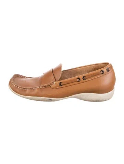 Pre-owned Prada Leather Loafers In Brown