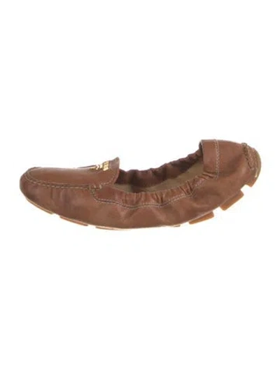 Pre-owned Prada Leather Loafers In Brown
