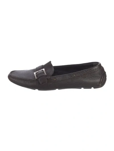 Pre-owned Prada Leather Loafers In Brown