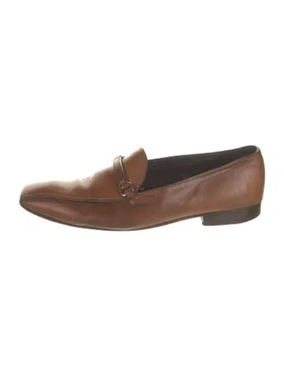 Pre-owned Prada Leather Loafers In Brown
