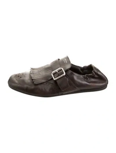 Pre-owned Prada Leather Loafers In Brown