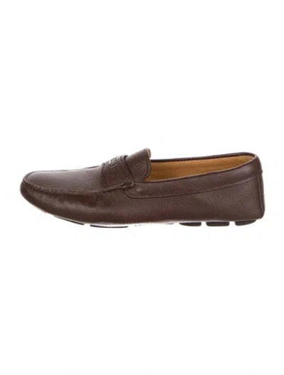 Pre-owned Prada Leather Loafers In Brown
