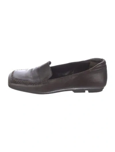 Pre-owned Prada Leather Loafers In Brown