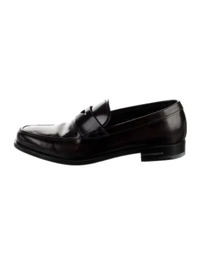 Pre-owned Prada Leather Loafers In Brown