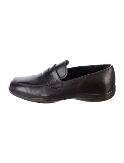 Pre-owned Prada Leather Loafers In Brown