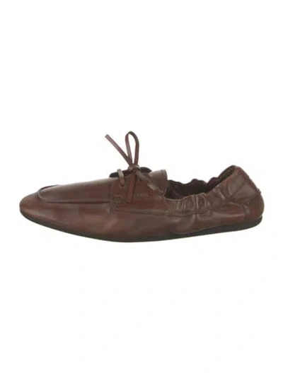 Pre-owned Prada Leather Loafers In Brown