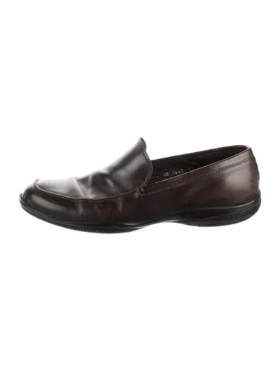Pre-owned Prada Leather Loafers In Brown