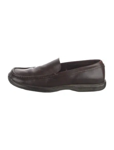Pre-owned Prada Leather Loafers In Brown