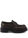 Prada Double Chocolate Platform Loafer In Brown
