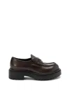 Prada Double Chocolate Platform Loafer In Brown