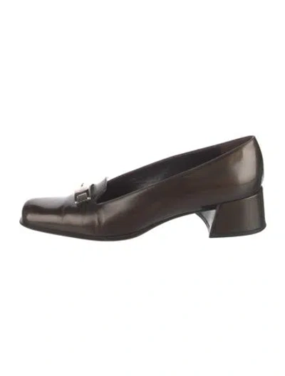Pre-owned Prada Leather Loafers In Brown/metallic