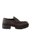 Prada Leather Loafers In Brown