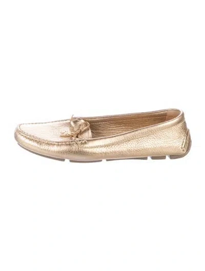Pre-owned Prada Leather Loafers In Gold