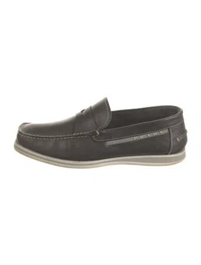 Pre-owned Prada Leather Loafers In Gray