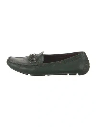Pre-owned Prada Leather Loafers In Green