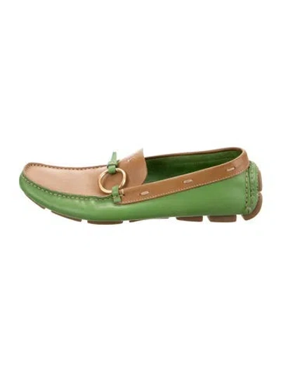 Pre-owned Prada Leather Loafers In Green