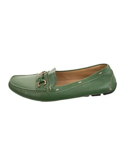 Pre-owned Prada Leather Loafers In Green