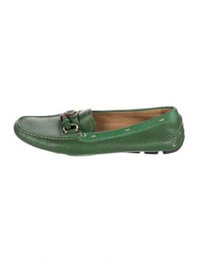 Pre-owned Prada Leather Loafers In Green