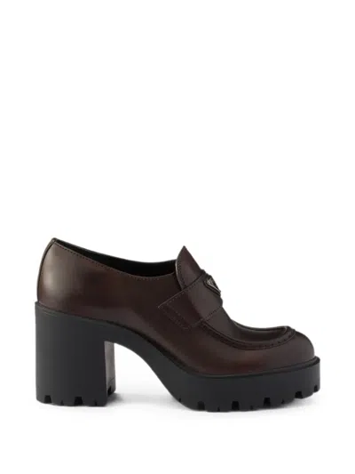 Prada Vintage Leather Loafers In Brown
