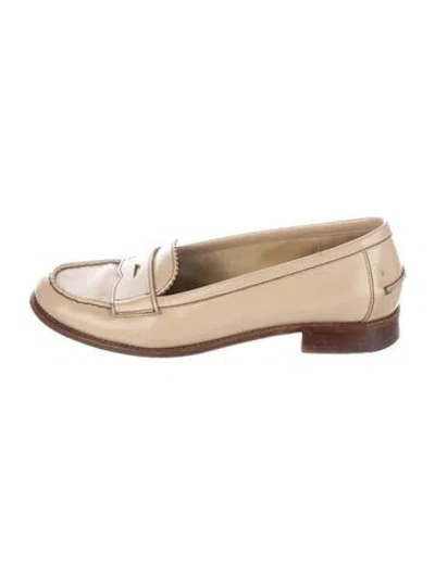 Pre-owned Prada Leather Loafers In Neutral