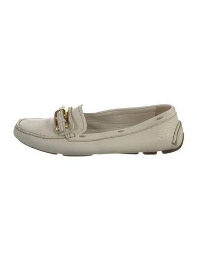 Pre-owned Prada Leather Loafers In Neutral