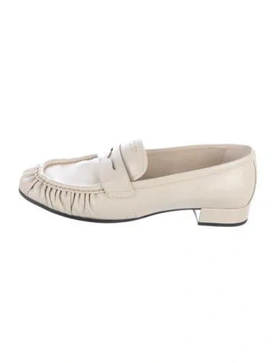 Pre-owned Prada Leather Loafers In Neutrals