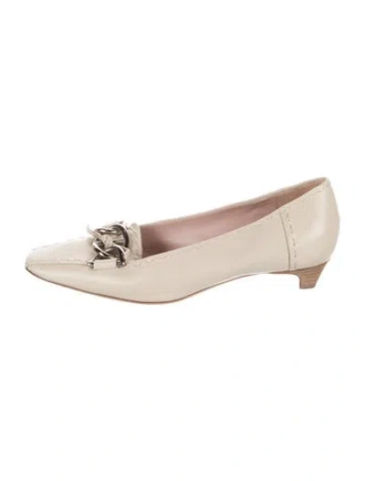 Pre-owned Prada Leather Loafers In Neutrals