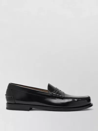 Prada Leather Loafers Penny Strap Round Toe In Black
