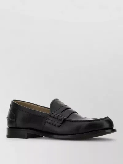 Prada Leather Loafers Penny Strap Round Toe In Black