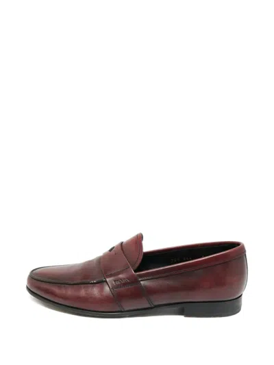 Pre-owned Prada Leather Loafers In Red