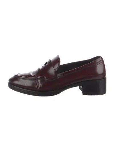 Pre-owned Prada Leather Loafers In Red