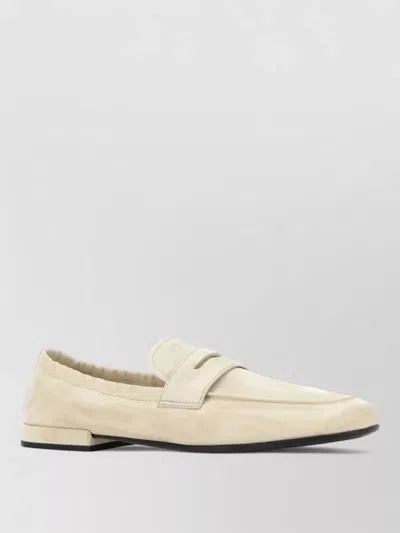 Prada Leather Loafers Round Toe Design In Neutral