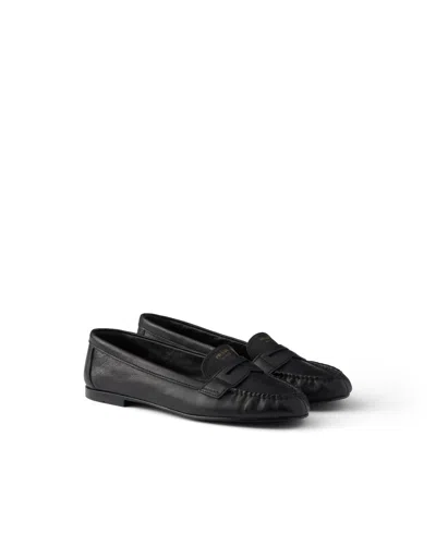Prada Leather Loafers In Black